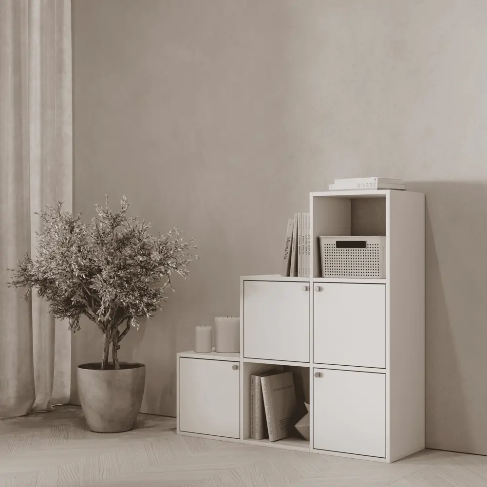 Стеллаж KONSENSA Руан 6 секций 104x104x31.7 см ЛДСП цвет белый STLM-2150133 - Вид №11