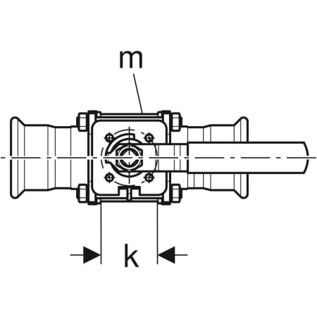 92101 Шаровой кран Geberit Mapress из нержавеющей стали с рукояткой, с двумя пресс-соединениями Geberit  - Вид №3