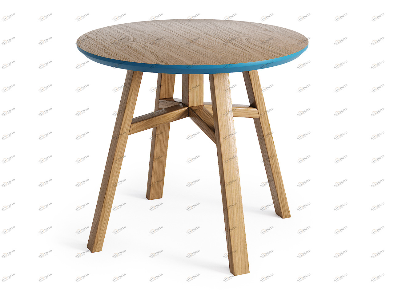 Приставной столик круглый натуральный дуб, сапфировый 55 см Mack THE IDEA  210066 Коричневый 
