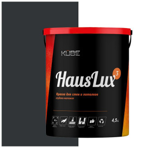 90408055 Краска для стен и потолков Kube HausLux3Kube175 цвет черный 4.5 л STLM-0218455 UWFKUBE
