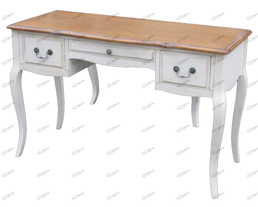 Письменный стол белый с ящиками и деревянной столешницей Mobilier de Maison ДОМАШНЯЯ ОБСТАНОВКА MOBILIER DE MAISON 017237 Белый Santreyd 