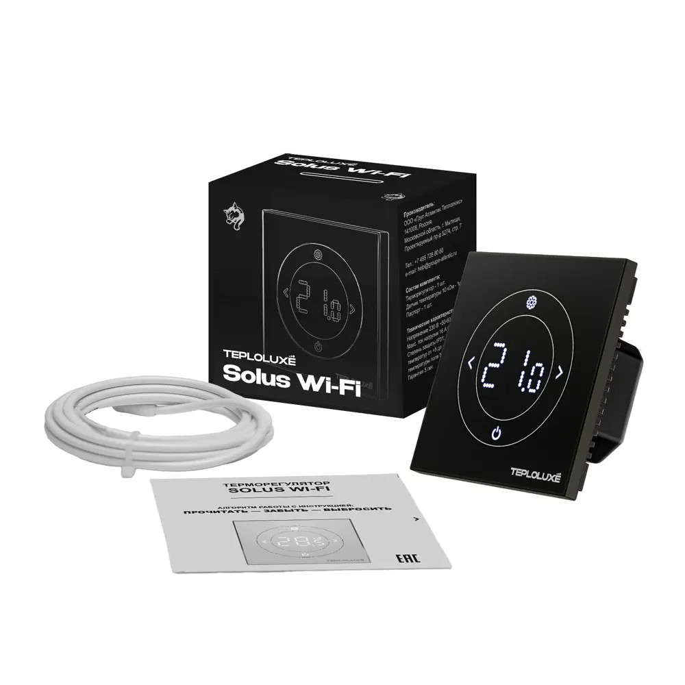 Терморегулятор для теплого пола Теплолюкс Solus сенсорный с Wi-Fi цвет черный STLM-2194980