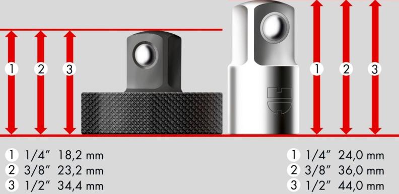Würth Комплект переходников расширения 3 шт. Assortimenti chiavi a bussola 071511 110 - Вид №2