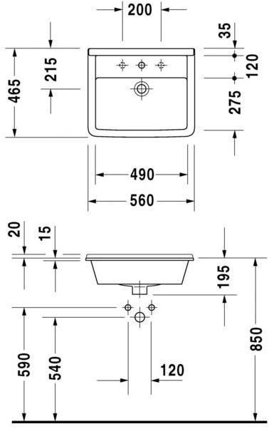 030256 Встроенная раковина под столешницу овальная Duravit Starck 3 - Вид №1