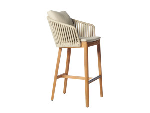 Высокий стул из тикового дерева со спинкой