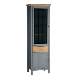 91290926 Шкаф-витрина Дом мебели из сосны 61x201x44 см массив сосны цвет серый STLM-1407157