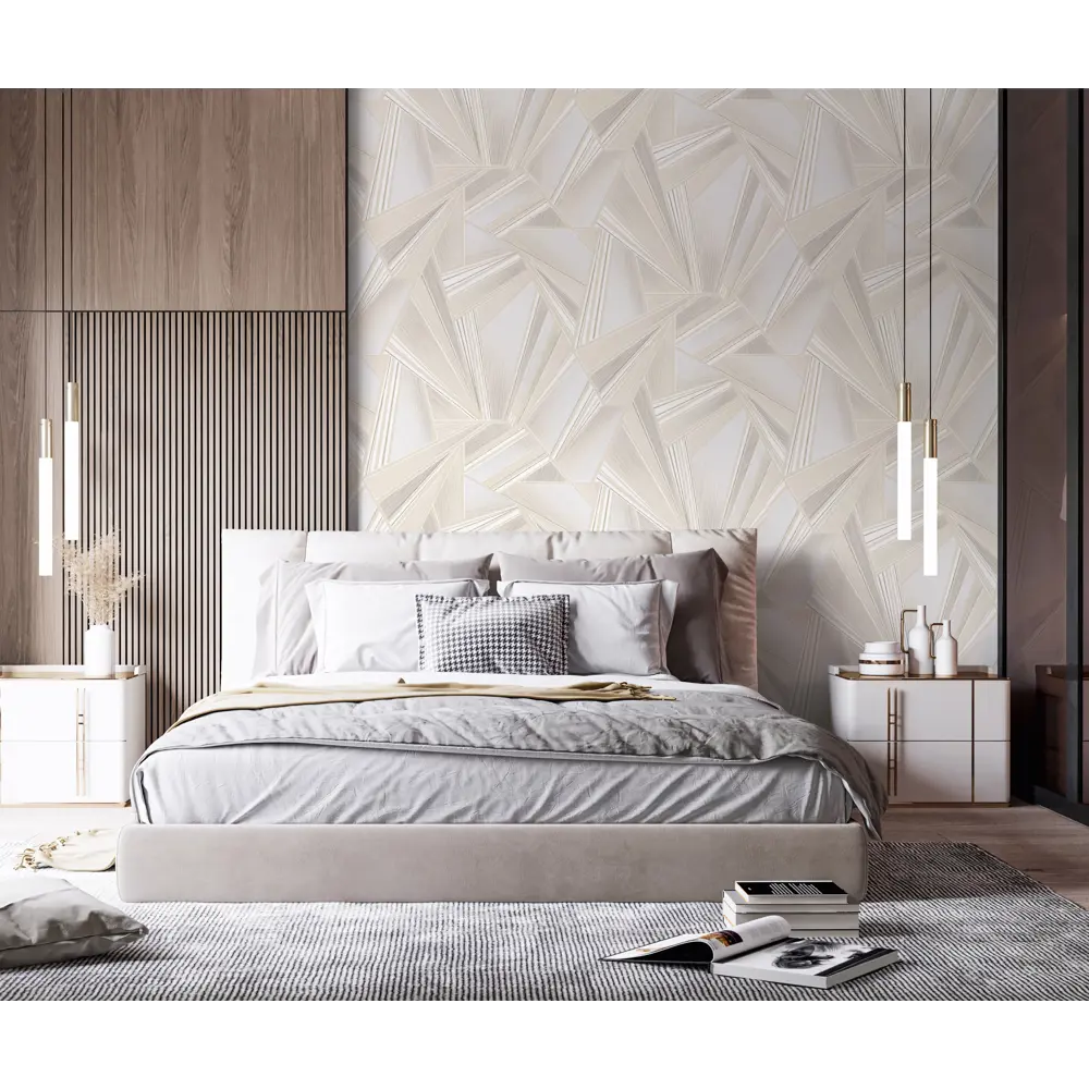 Флизелиновые обои Wallsecret Crystal бежевые для элегантного интерьера 89024728 STLM-0822679 - Вид №4