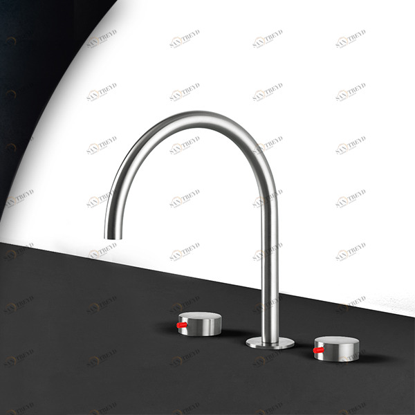 Смеситель для раковины сталь матовая с красной ручкой Toki Radomonte TKI25SCIL35