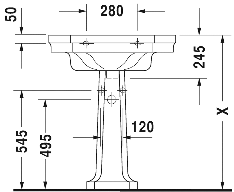 0438700030 Подвесная раковина настенная овальная Duravit 1930 Series - Вид №2