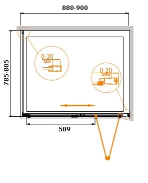 Душевой уголок CEZARES RELAX-AHS-1-90/80-C-Bi - Вид №3