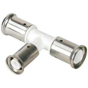 Тройник пресс PVDF HENCO переходный уменьшенный в центре белый 20x16x20