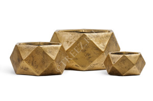 41.1019-0028-GLD-41 Кашпо  ERGO - серия Rombo - Низкая чаша-многогранник - Состаренное золото Цветочная коллекция