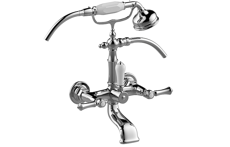 E-3852-LM1 Wall-mounted bath & shower mixer with hand shower set (ceramic handle) GRAFF Adley