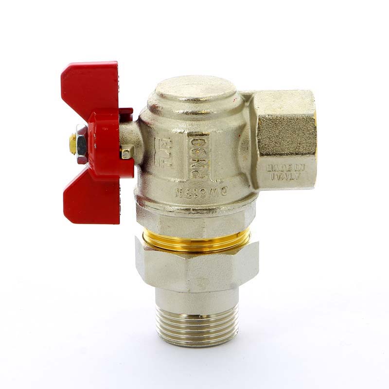 Кран шаровой НВ с разъемным соединением для коллектора бабочка TIEMME угловой 1" 2120006