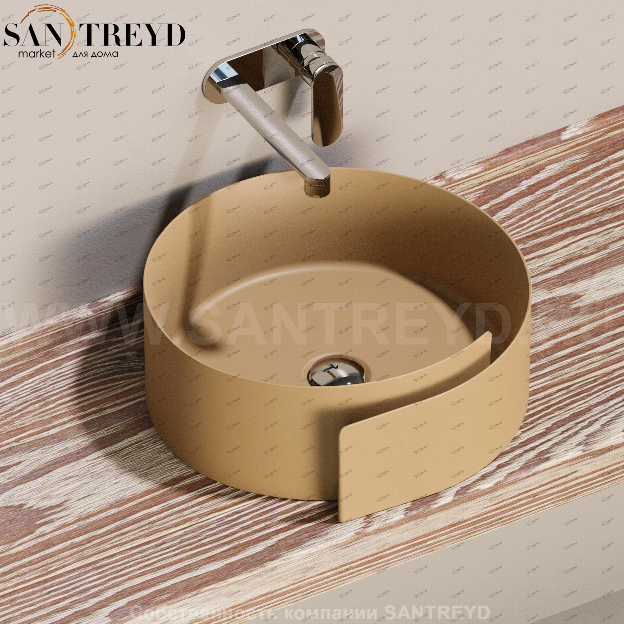 RL44L9004 Накладная раковина на столешницу  круглая Ceramica Flaminia Roll