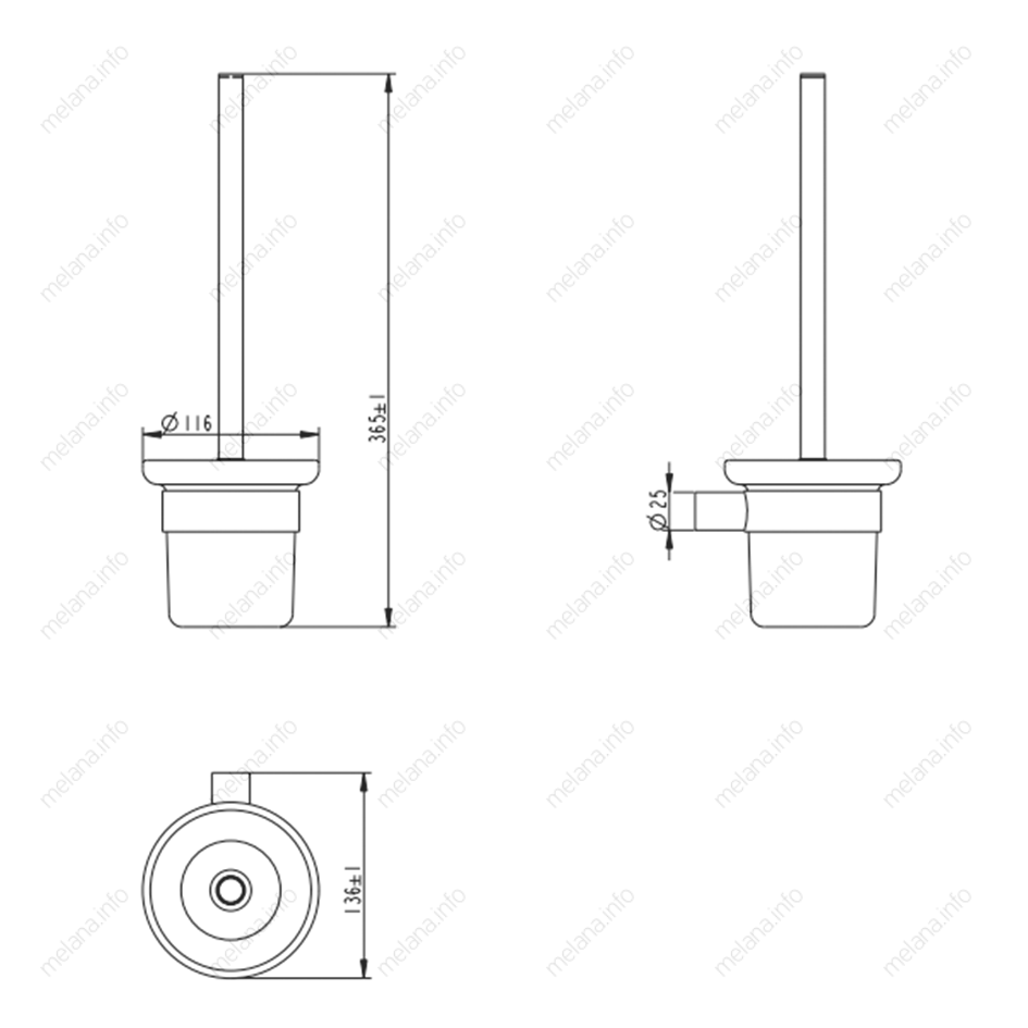 Ершик для унитаза подвесной MELANA сатин хром MLN-865006 865 серия - Вид №1
