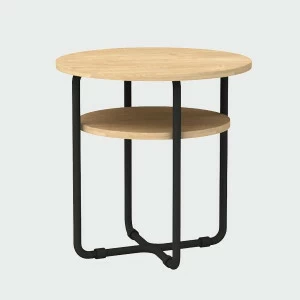 Кофейный столик деревянный с черными ножками Bauhaus WOODI  00-3966171 Беленый дуб;бежевый;черный