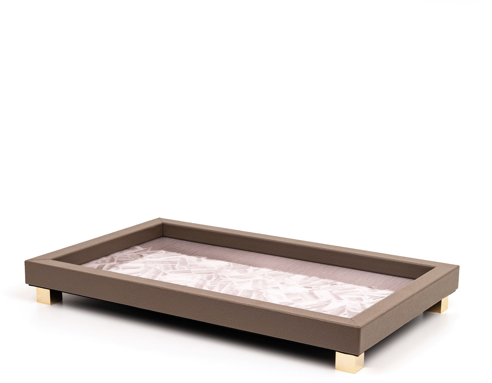 Поднос для заметок - 40X25 см/металл-отделка_золото/зернистая кожа_темно-серый