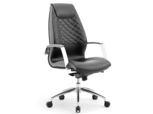 Кожаное вращающееся офисное кресло с подголовником