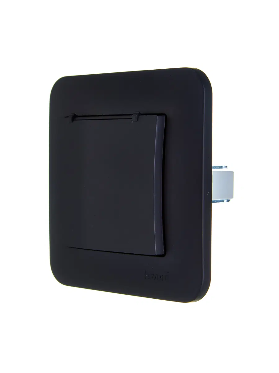 ASTI Розетка с/з с крышкой ПБТ чёрный бархат LEZARD 7081-4242-123B - Вид №3