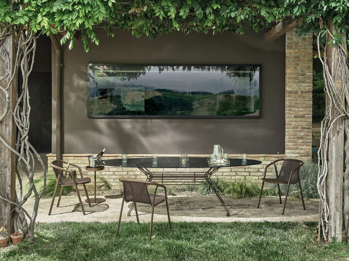 Стальной и хрустальный садовый стол Bontempi Casa SANDER ARCH-00125175 - Вид №4