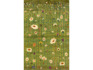 Прямоугольный шерстяной цветочный ковер
