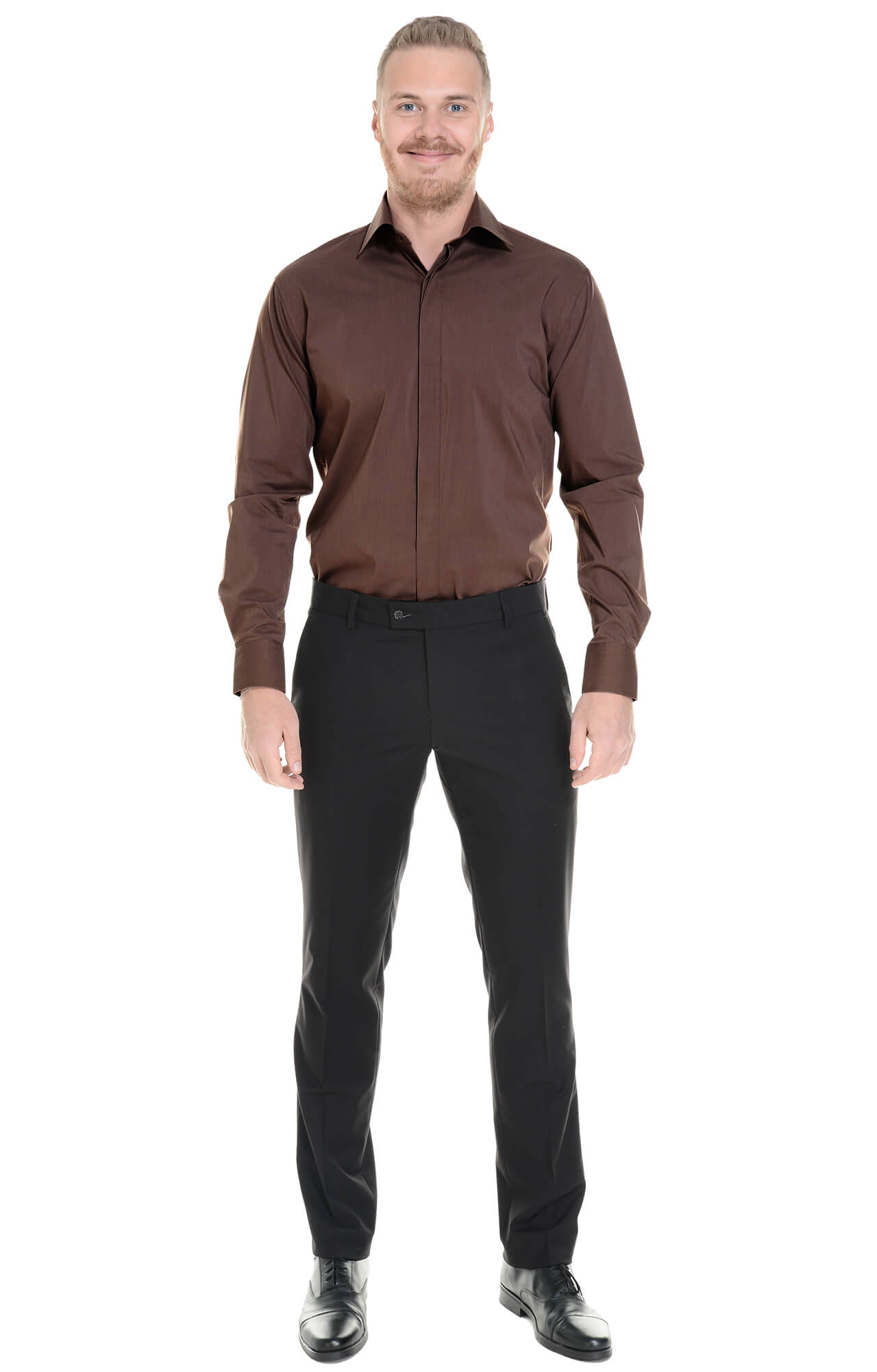 62454 Рубашка мужская  chocolate El-Risto  Корпоративная одежда  размер 42/170-176  - Вид №2