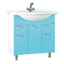 Тумба Жасмин-76 2 ящ. голубая эмаль с раков. мебельн. Дрея Лагуна 75