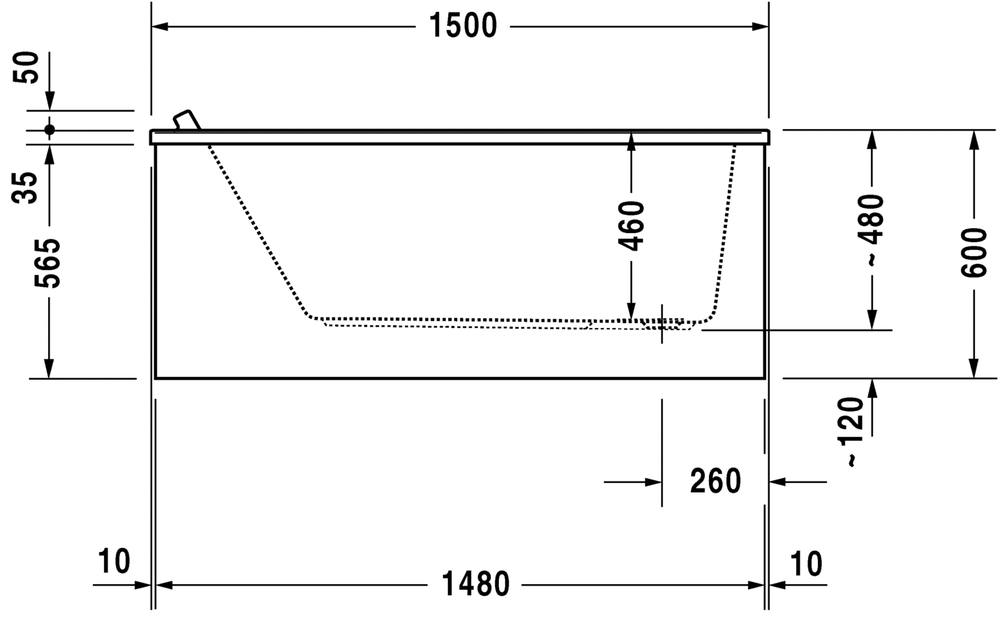 700332..0000000 Ванна Starck tubs & showers #700332 1500 x 750 мм Белый Alpin Duravit  - Вид №4