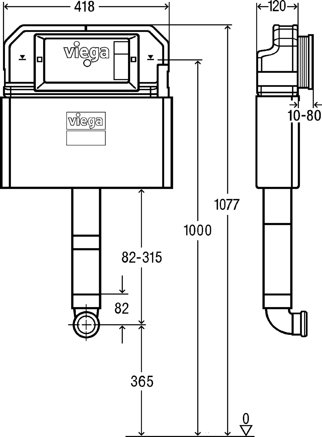 Системная техника  Смывные бачки скрытого монтажа  Спереди VIEGA ??? 1) Модель 8521-94B Santreyd  - Вид №1