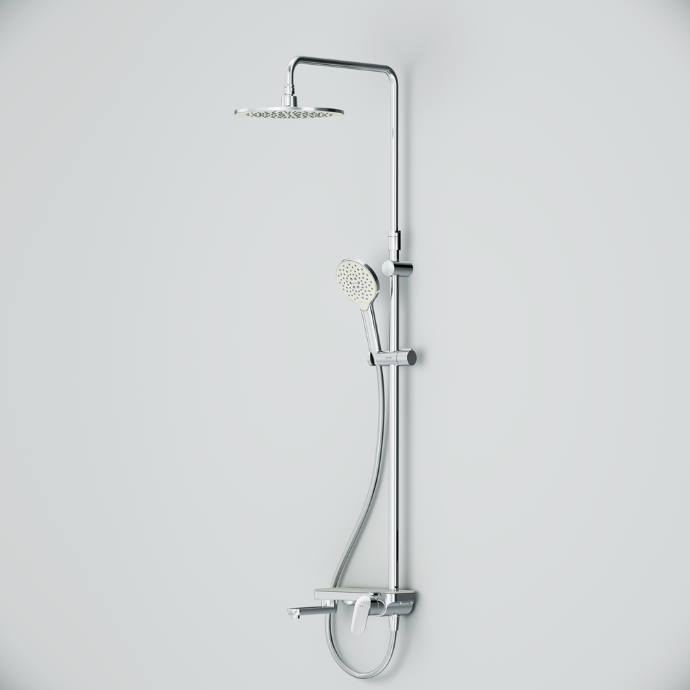 F0780700 душ.система: см-ль-полка д/ванны/душа душ.штанга 1030-1460мм верхний душ 220 мм ру AM.PM Like - Вид №7