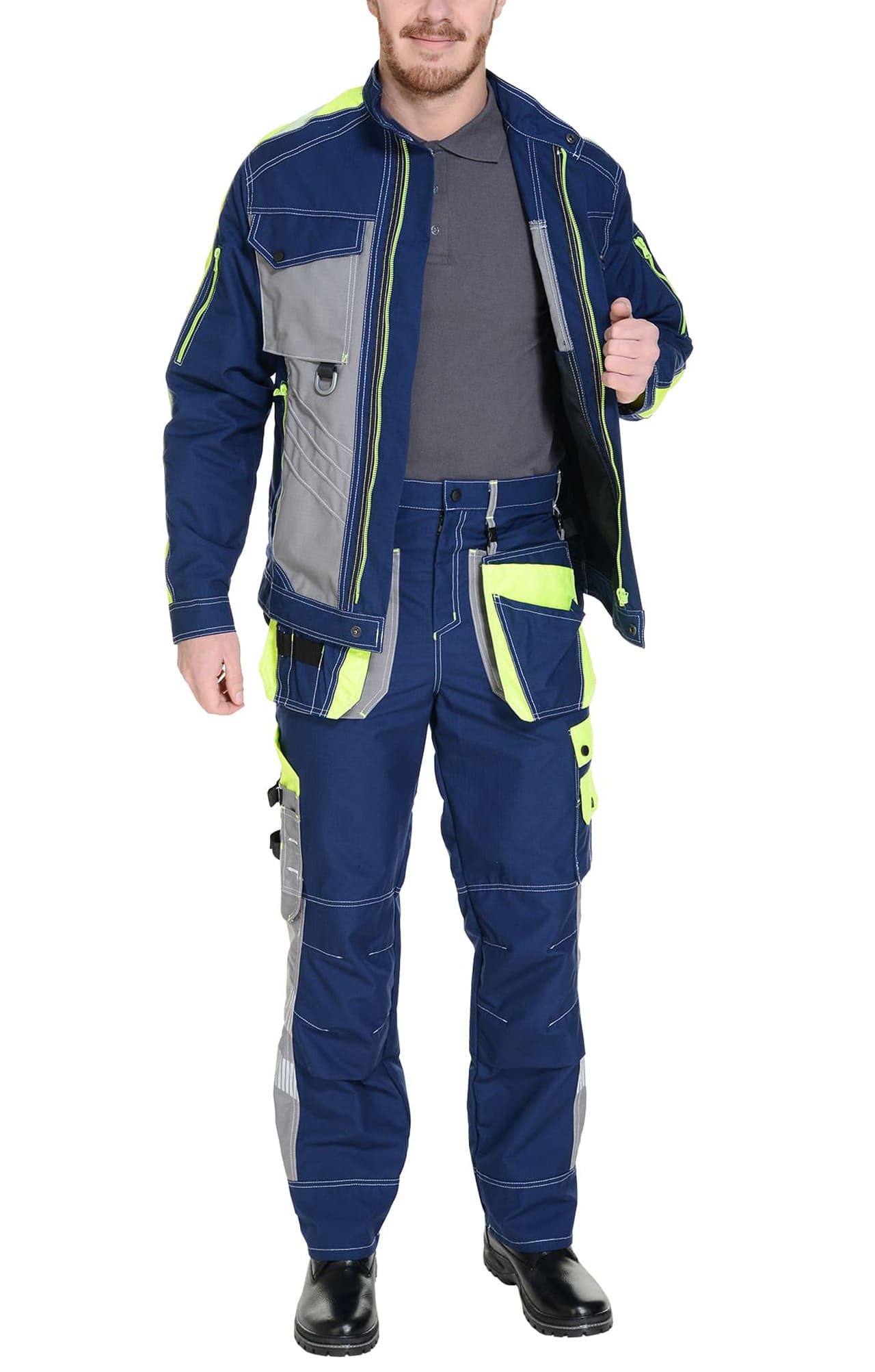 68849 Костюм "Прогресс" темно-синий с серым лимон  Летняя спецодежда  размер 60-62/182-188  - Вид №10