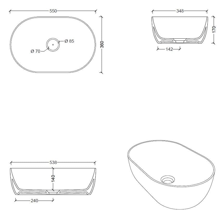 Керамическая овальная столешница Alice Ceramica уникальная ARCH-00025441 - Вид №6