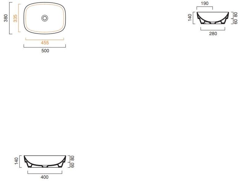 Накладная раковина консольная овальная CERAMICA CATALANO Colori sun-id-1372668 - Вид №6