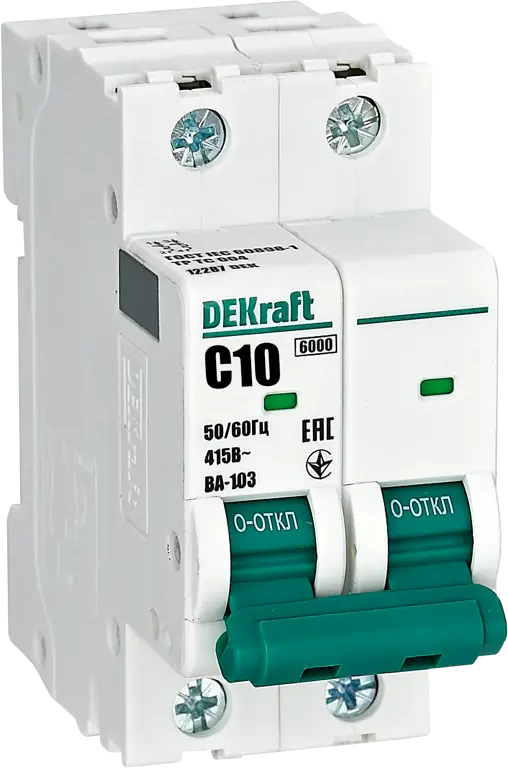 Автоматический выключатель DEKraft ВА-103 2P для надежной защиты сети 84509377