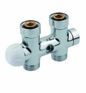 Carlo Poletti V37710H Клапан термостатический прямой, одно/двухтрубный с бай-пасс, с подключением медной или пластиковой трубы. Межосевое расстояние 50 мм.