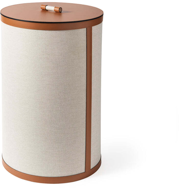 Высокая круглая корзина Penelope - Ø 40XH60 см / регенерированная кожа_черный