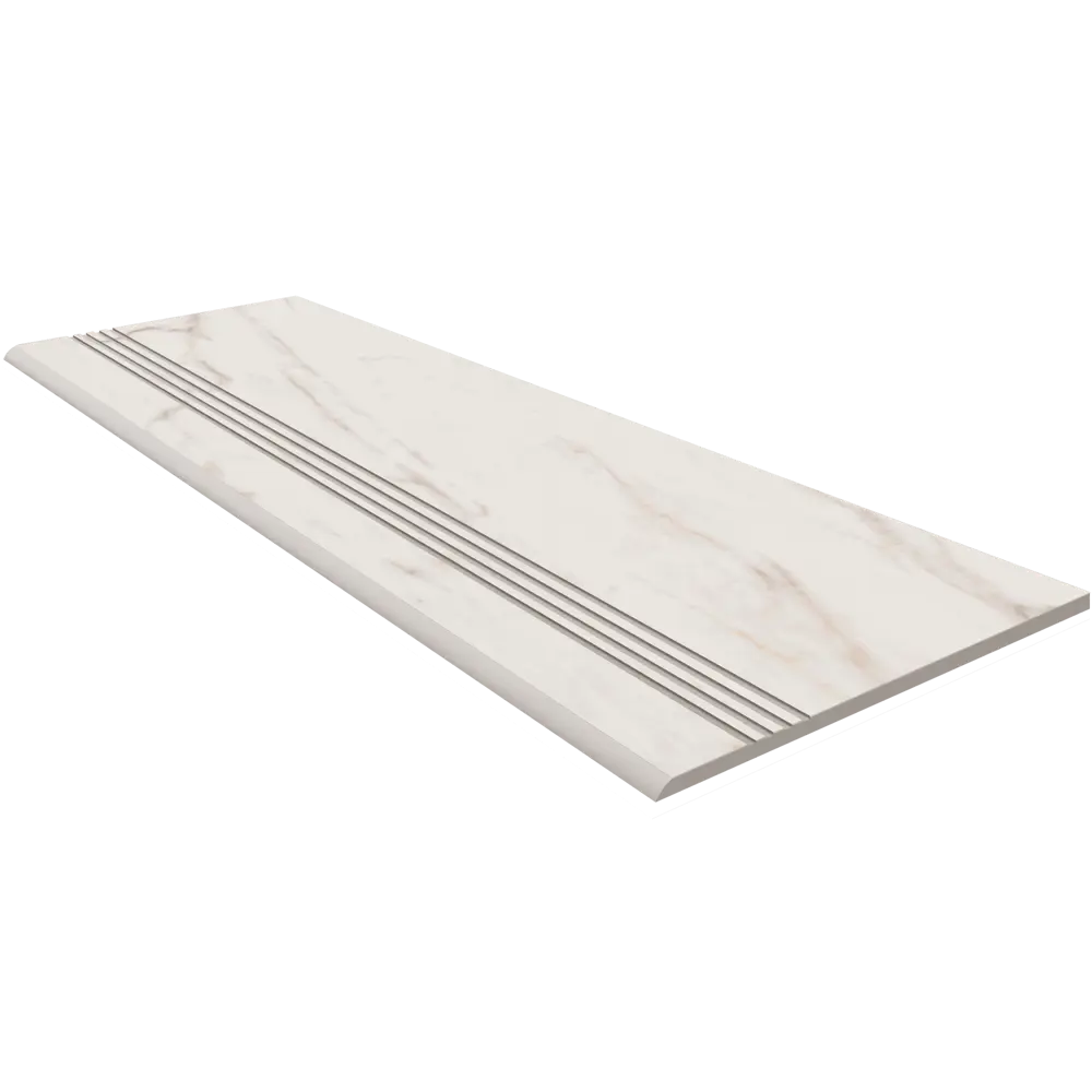 ESTIMA Ступень MO102 мраморная белая 30x120 см с противоскользящим покрытием 89402128 STLM-1575059 - Вид №1