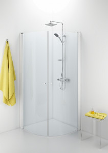 500.908.00.5 IDO Showerama 10-4 душевая стенка для круглого углового душа, IDO Showerama 10-4, матовые профили / прозрачное стекло, 900x700 мм