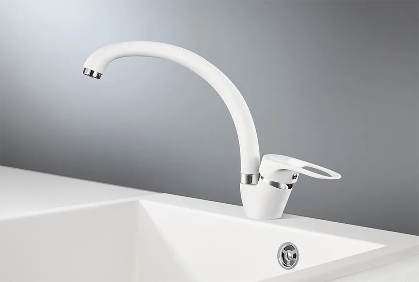 ST-03, БЕЛЫЙ СМЕСИТЕЛЬ КУХОННЫЙ GRANULA Standart 03-ST-ST19