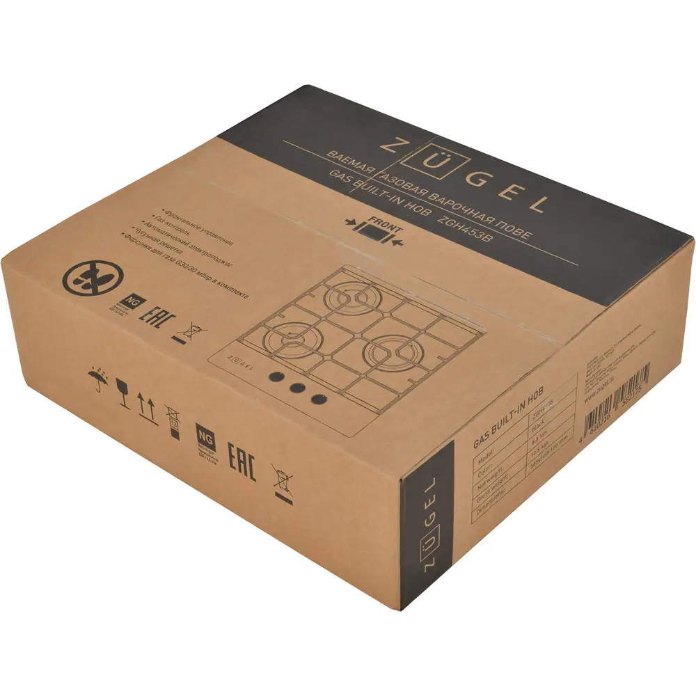 Газовая варочная панель Zugel ZGH453B 45 см 3 конфорки цвет черный STLM-2210401 - Вид №7