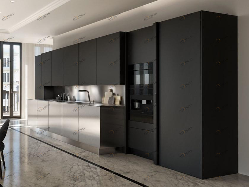 SieMatic Линейная кухня из стали и дерева sun-id-1423593