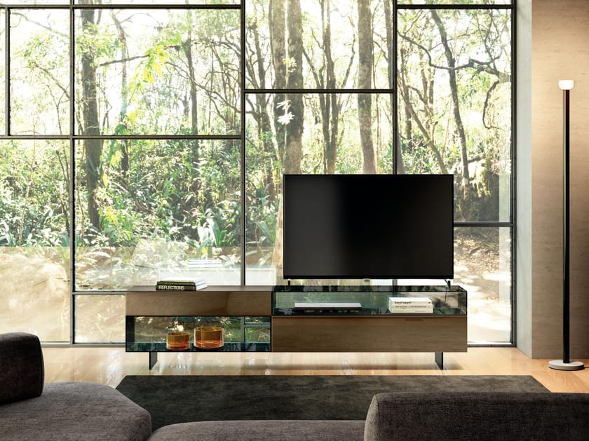 Шкаф для телевизора из дерева и стекла Lago 36E8 GLASS - 2150 ARCH-00126669