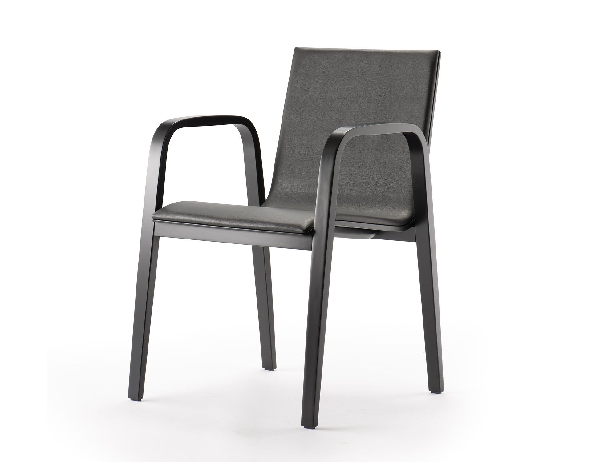 Кожаный мягкий стул с подлокотниками SCHNEEWEISS interior Krischanitz bentwood ARCH-00053588 - Вид №1