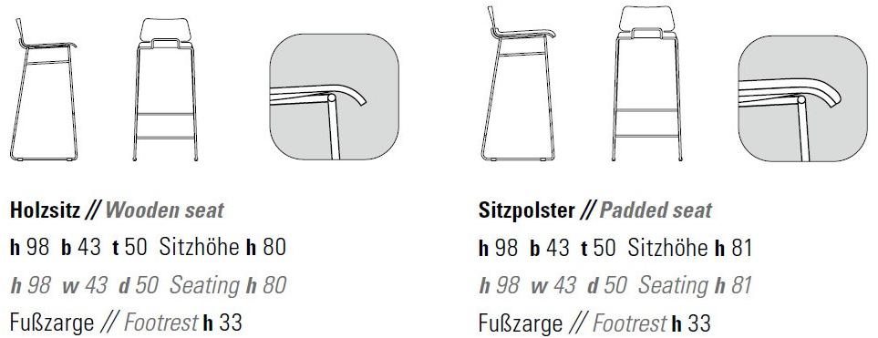 ZEITRAUM Барный стул на санках с подставкой для ног Form sun-id-1496020 - Вид №6