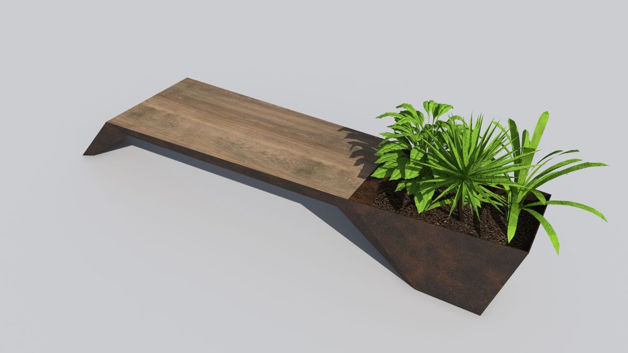 Скамейка из дерева и листового металла со встроенной плантатором без спинки CITYSì URBAN ARCH-00044158 - Вид №37