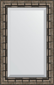 BY 1136 Зеркало с фацетом в багетной раме - серебряный бамбук 73 mm EVOFORM Exclusive