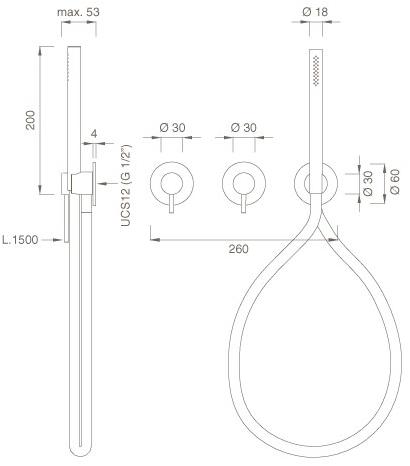 Ceadesign Настенный комплект из 2 смесителей для ванны / душа с ручным душем Gastone Gas 25 - Вид №1