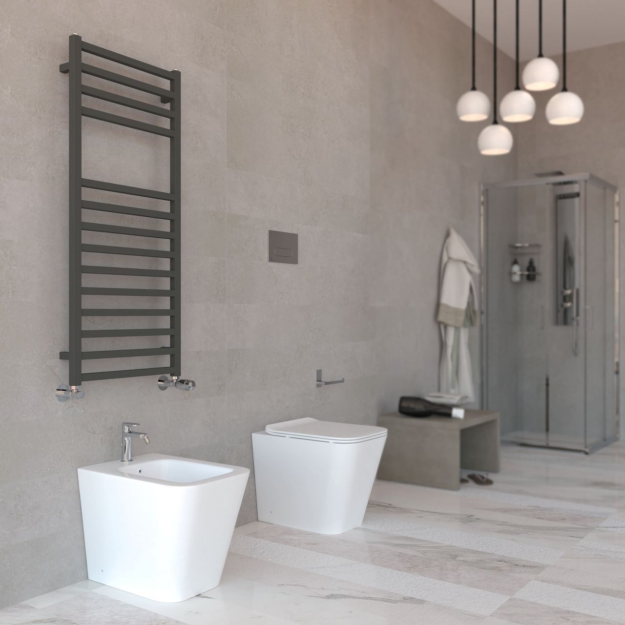 Настенный стальной полотенцесушитель с горячей водой Ercos Square ARCH-00113034 - Вид №2