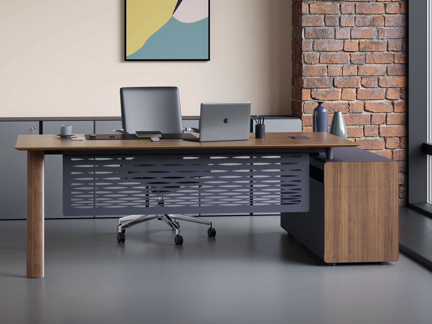 Деревянный прямоугольный рабочий стол с ящиками Ersa Yoka ARCH-00068886 - Вид №6